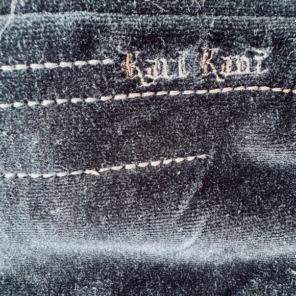 VTG Y2K Karl Kani Navy Black Velour Hoodie Size: XXL - Picture 6 of 8